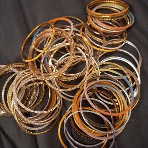 Lot of 70 Gold Tone Bangles Bracelets Size Small